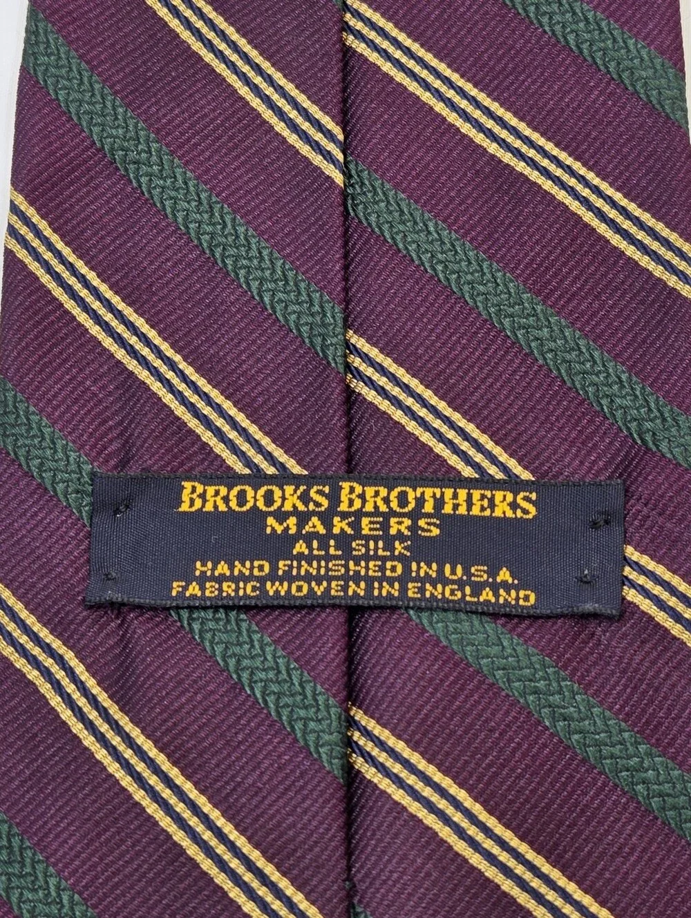 Brooks Brothers Makers Silk Burgundy Green Rep Tie